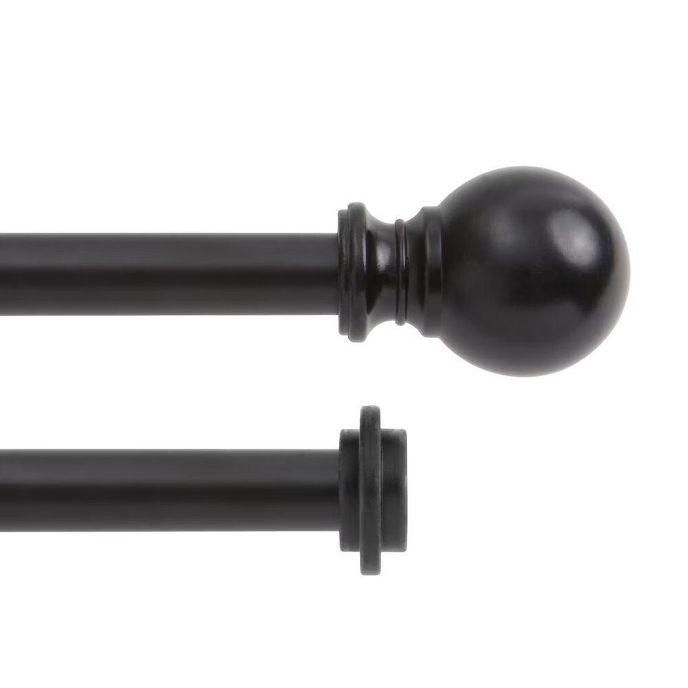 Kenney Ball 5/8" Double Curtain Rod 66 to 120 in Matte Black